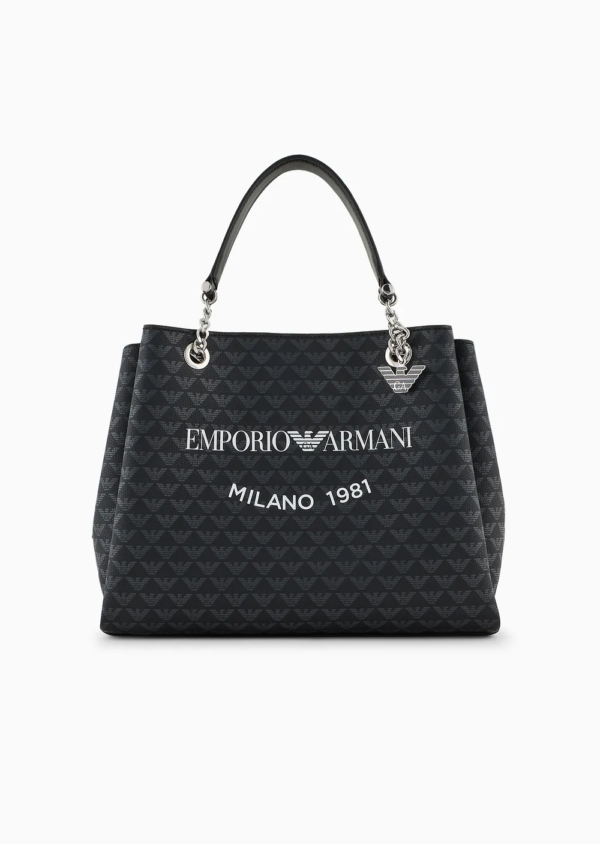 Borsa a mano Emporio Armani logo Milano 1981 nera - immagine 3