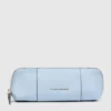 Astuccio porta penne in pelle Piquadro Azzurro/Beige