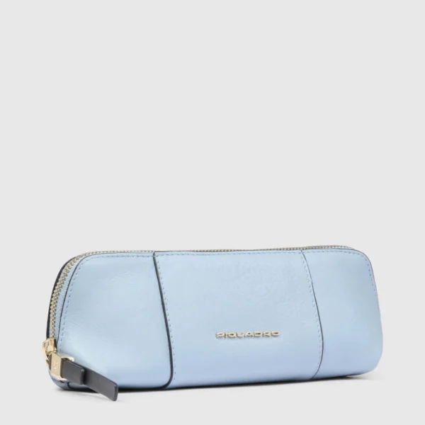 Astuccio porta penne in pelle Piquadro Azzurro/Beige - immagine 3