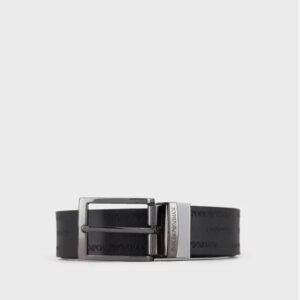 Cintura reversibile in pelle con lettering Emporio Armani