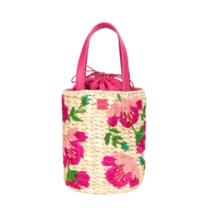 Secchiello in Paglia fiori Fucsia Emanuela Biffoli