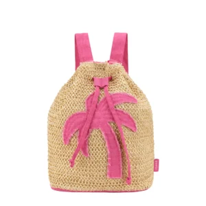 Zaino in Paglia con Palma fucsia Emanuela Biffoli