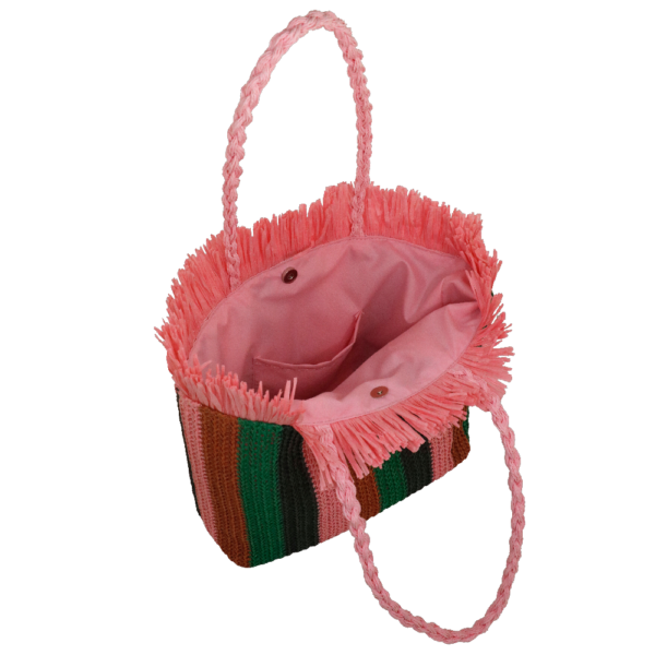 Borsa Mare + Busta Frangia Crochet Rosa - immagine 3