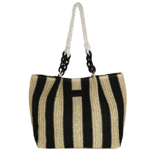 Borsa mare Camomilla a righe Nera