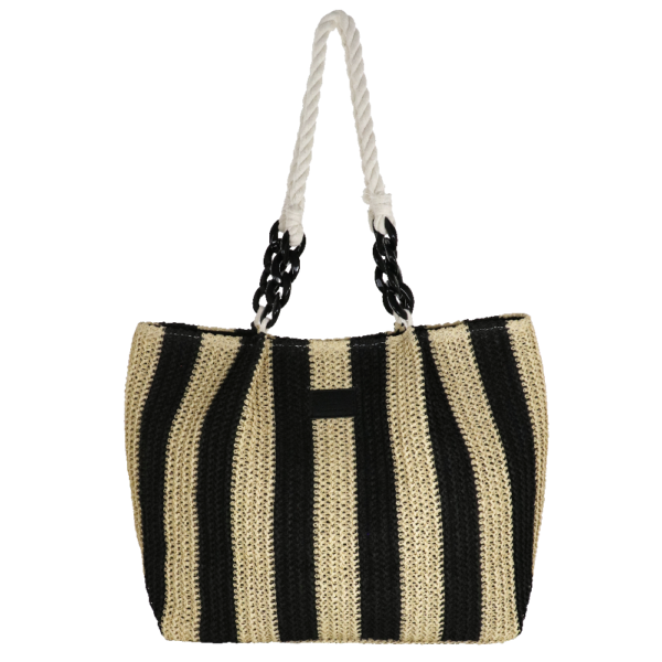 Borsa mare Camomilla a righe Nera - immagine 2