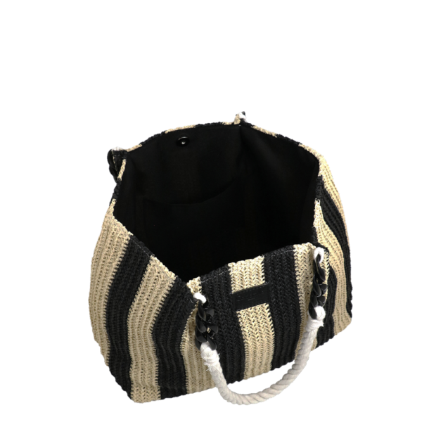 Borsa mare Camomilla a righe Nera - immagine 3