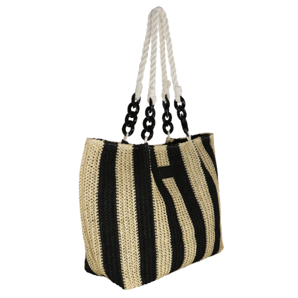 Borsa mare Camomilla a righe Nera - immagine 4