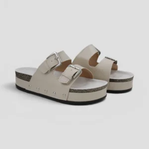 Sandalo Con Fibbie Beige Emanuela Biffoli