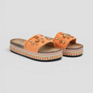 Sandalo Denim Pietre Arancio Emanuela Biffoli