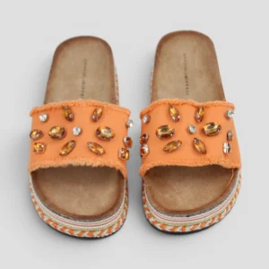 Sandalo Denim Pietre Arancio Emanuela Biffoli
