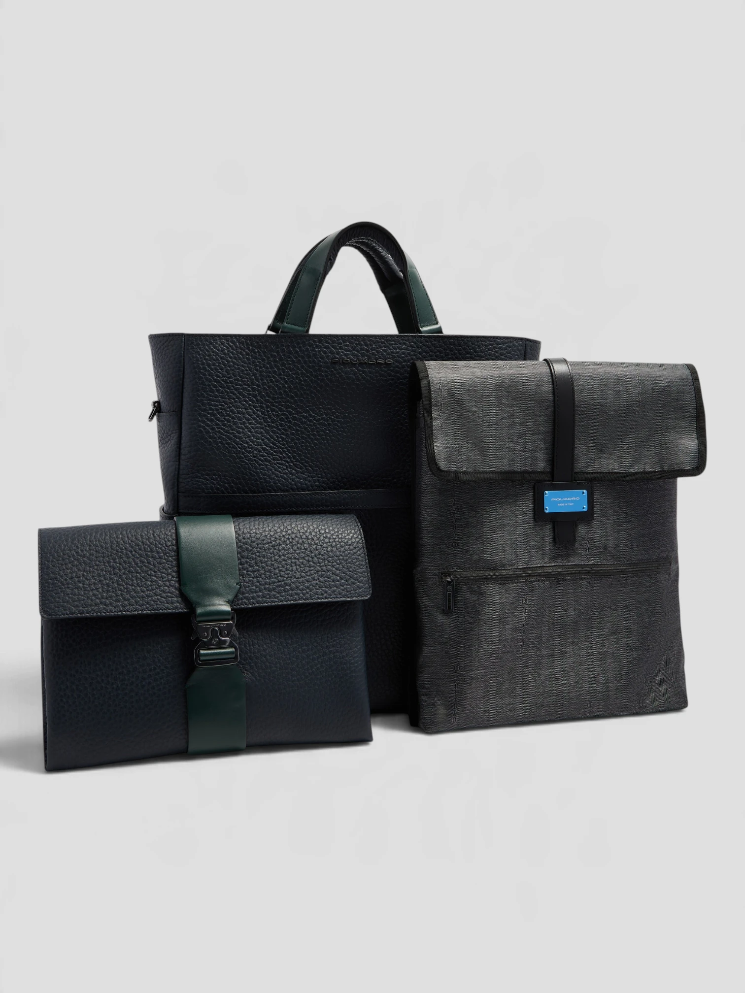Borsa convertibile in zaino Piquadro Materia Blu/Verde - immagine 7