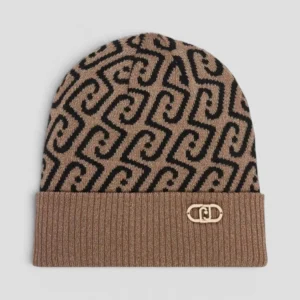 Cappello Liu.Jo Logo Jacquard Cammello Nero