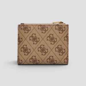 Mini Portafoglio Zip Guess Logo Beige/Marrone