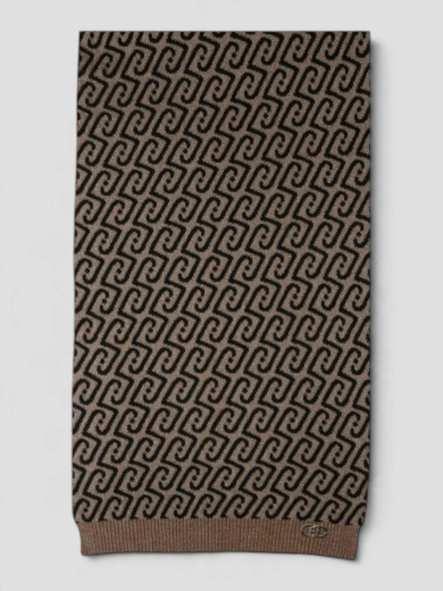 Sciarpa Liu.Jo Logo Jacquard Cammello Nero - immagine 2